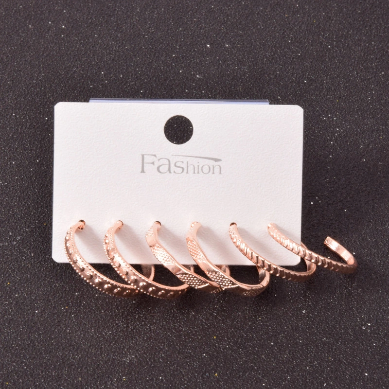 Alloy Metal Hoop Square Earrings Set