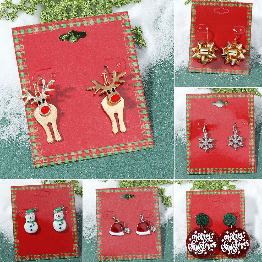 Cartoon Cute Dripping Oil Simulation Snowflake Elk Earrings