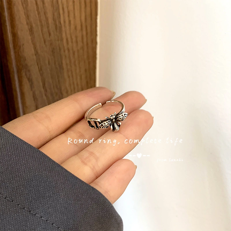 Non - Fading Ring Female Sterling Silver Bee