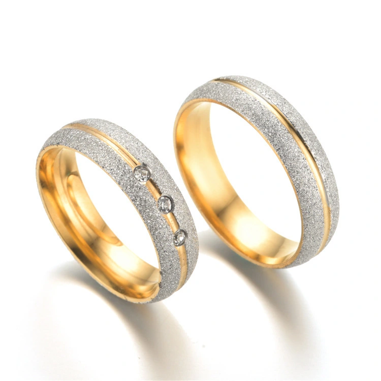 European And American Titanium Steel Frosted Couples Ring