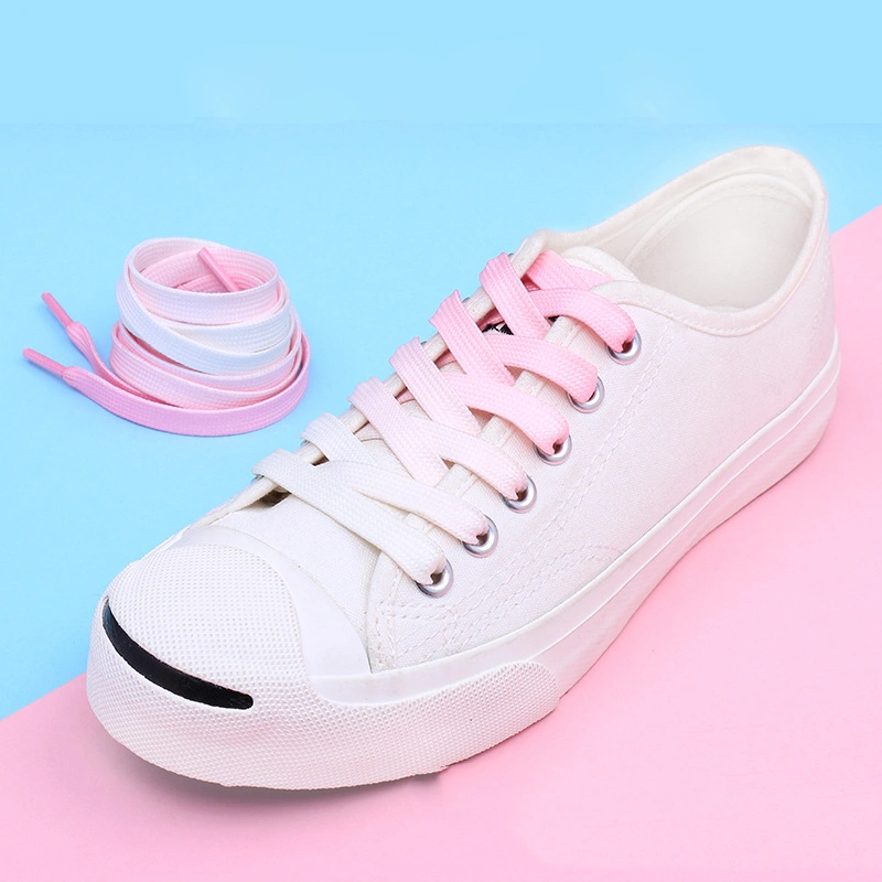 Casual Canvas White Shoes Colorful Gradient Laces