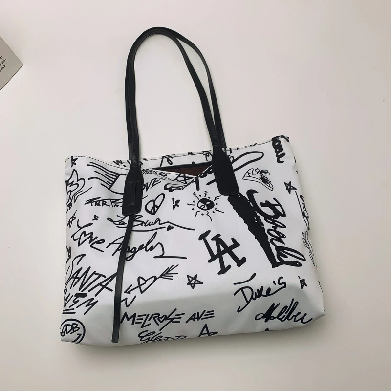 Large-capacity Graffiti Canvas Bag Female Trend