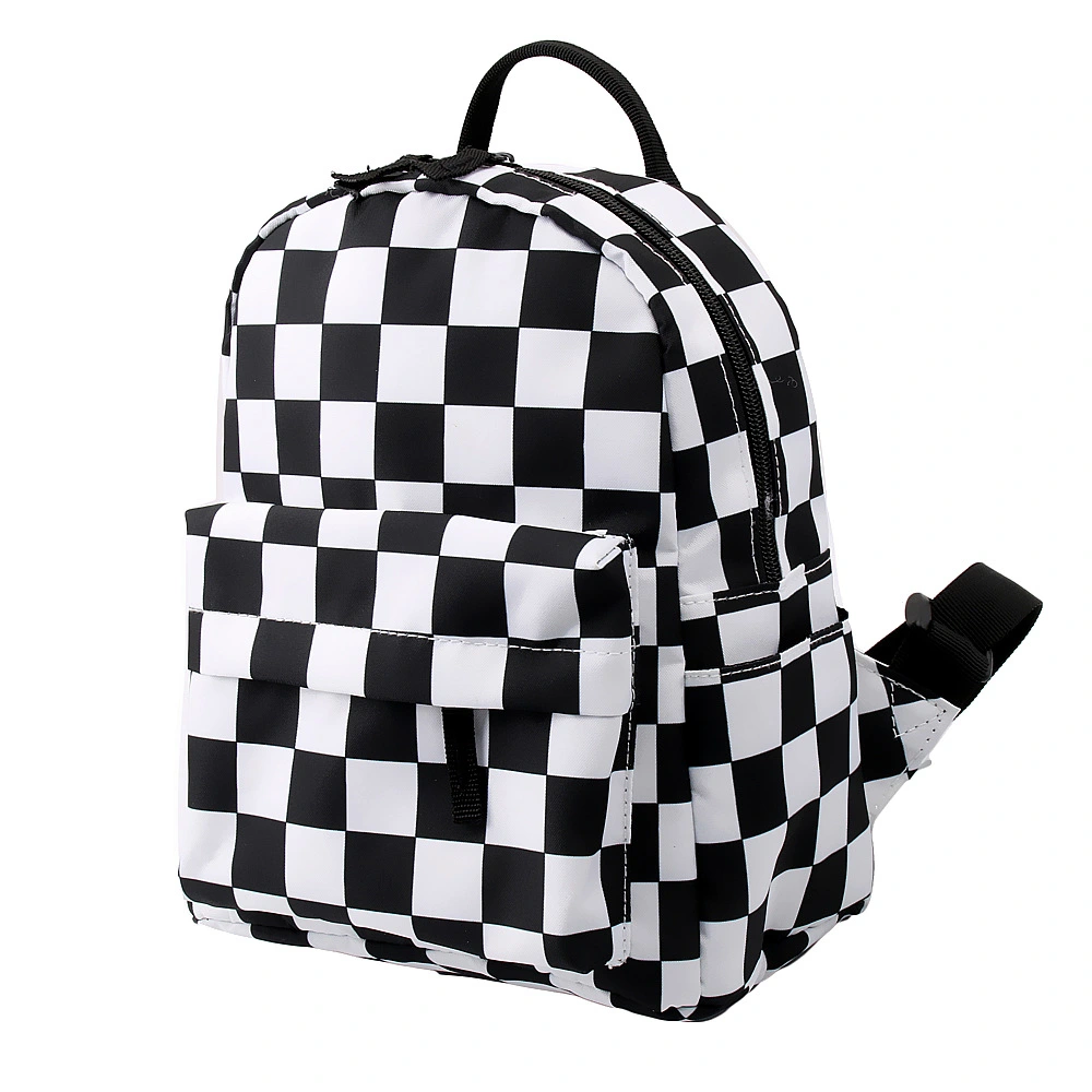Classic Black And White Plaid Ladies Backpack