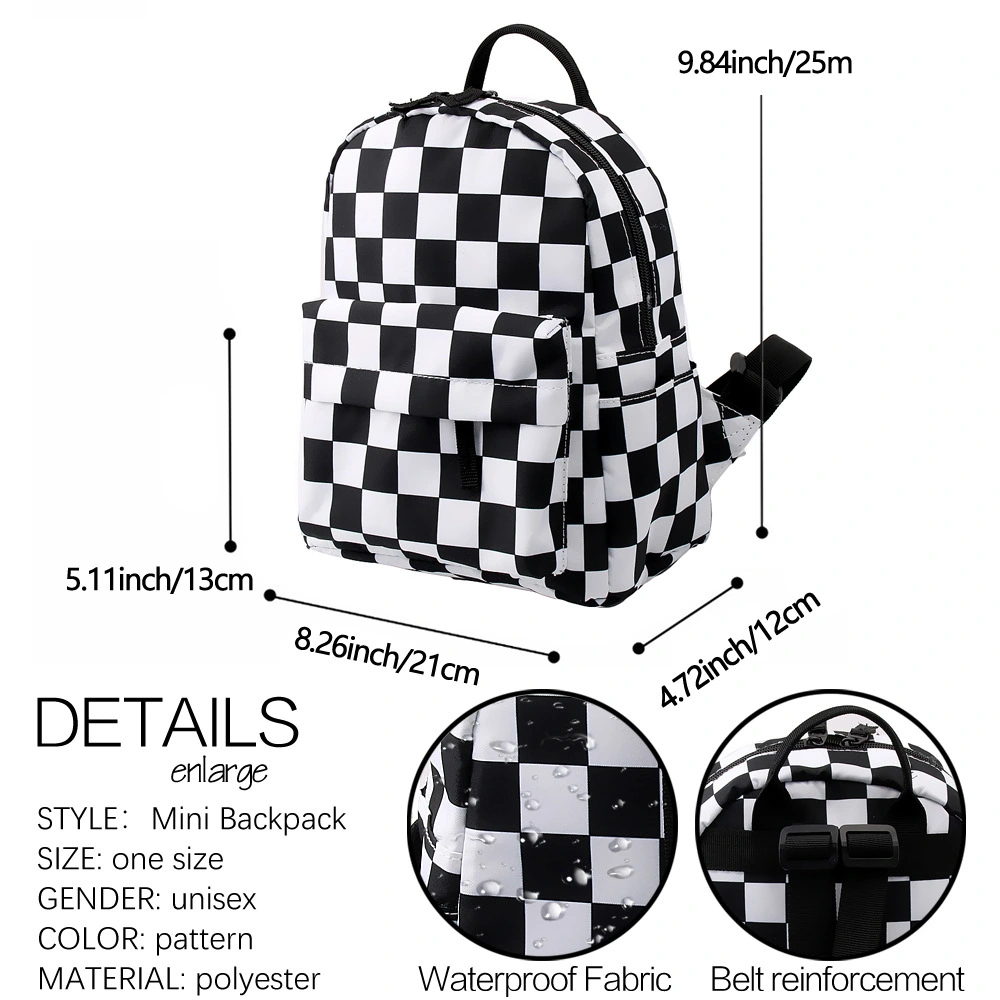 Classic Black And White Plaid Ladies Backpack