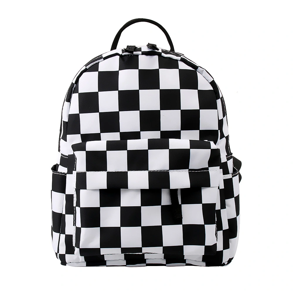 Classic Black And White Plaid Ladies Backpack