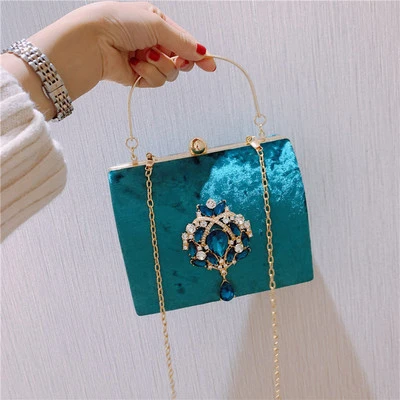 Women's Velvet Retro Small Square Bag