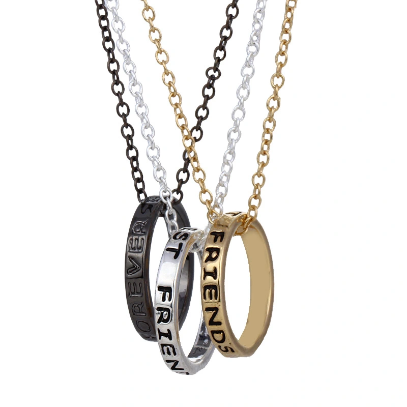 Ladies Alloy Letter Circle Necklace Pendant