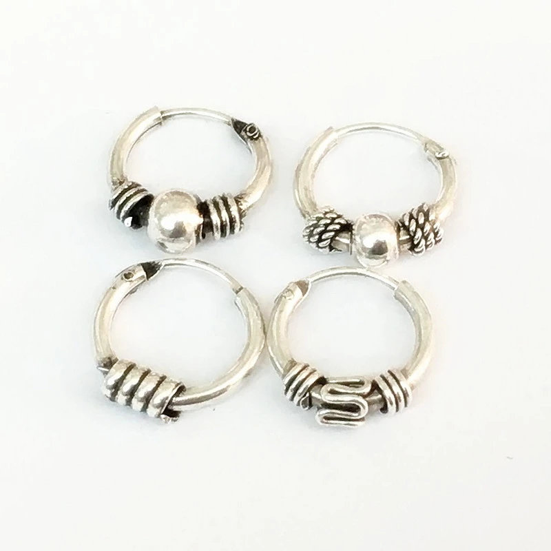 S925 Sterling Silver Earrings Antique Small For Men And Women