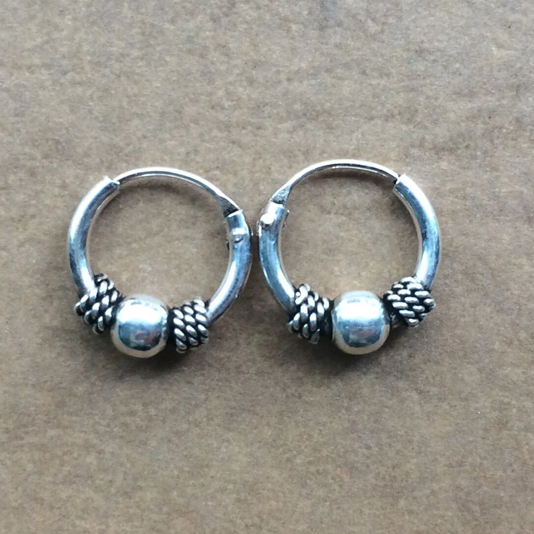 S925 Sterling Silver Earrings Antique Small For Men And Women