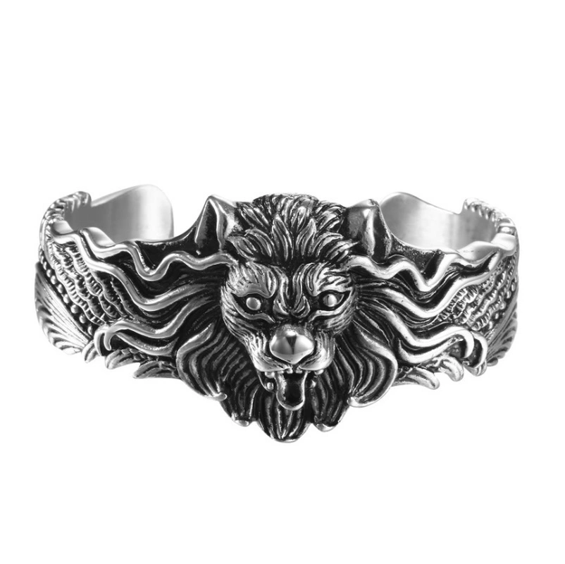 Domineering Lion Head Titanium Steel Hand Jewelry  Bracelet