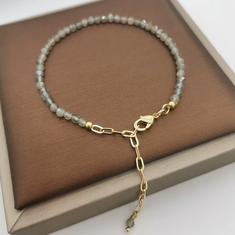 Creative Ethnic Style Labradorite Faceted Bosnian Style Ladies Bracelet