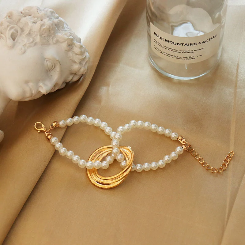 Fashion Freshwater Pearl Geometric Alloy Bracelet