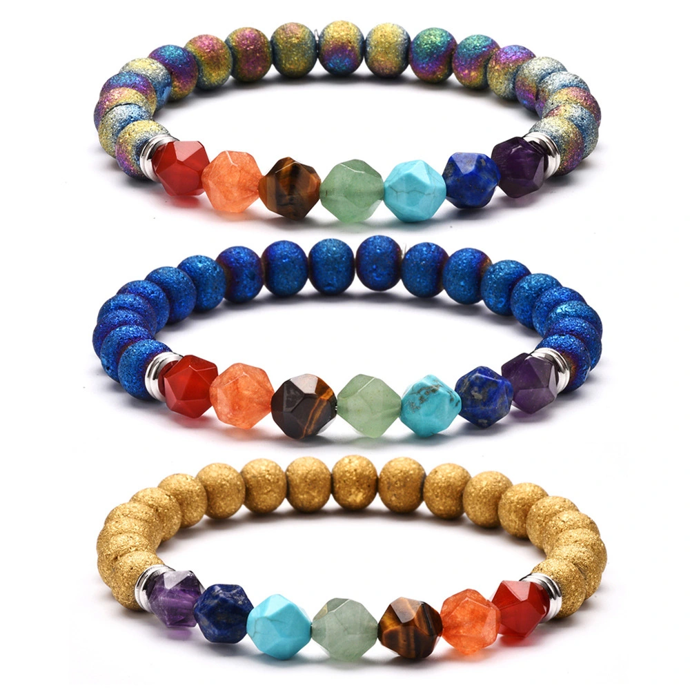 8mm Rock Cut Face Energy Crystal Bracelet Yoga Chakra