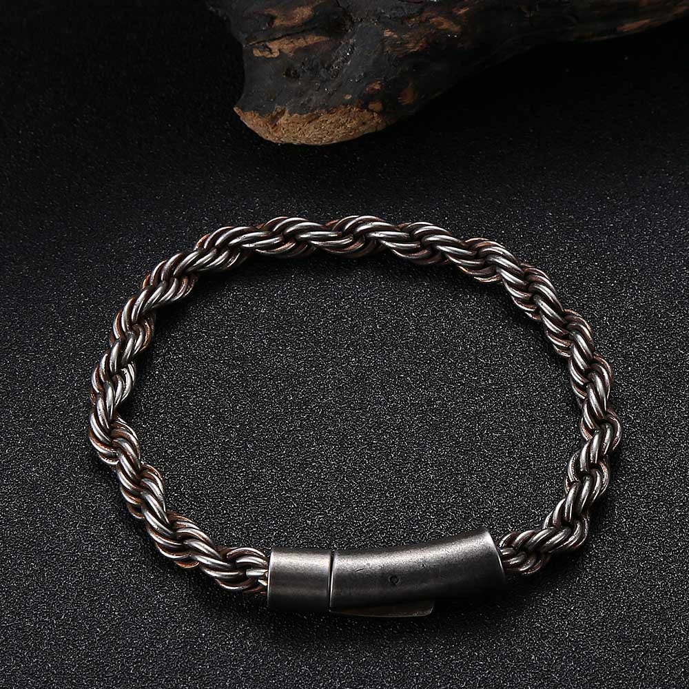 Fashionable And Simple Men's Twist Stainless Steel Bracelet