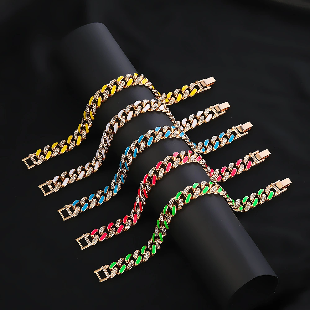 Double Color Drop Oil Rhinestone Guba Bracelet