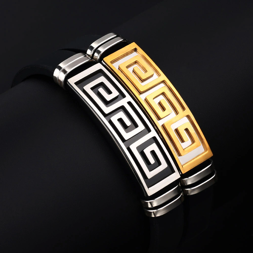 Stainless Steel Plating Gold Silver Men's Bracelet