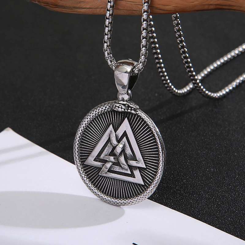 Triangle Rune Logo Stainless Steel Pendant Vintage Necklace