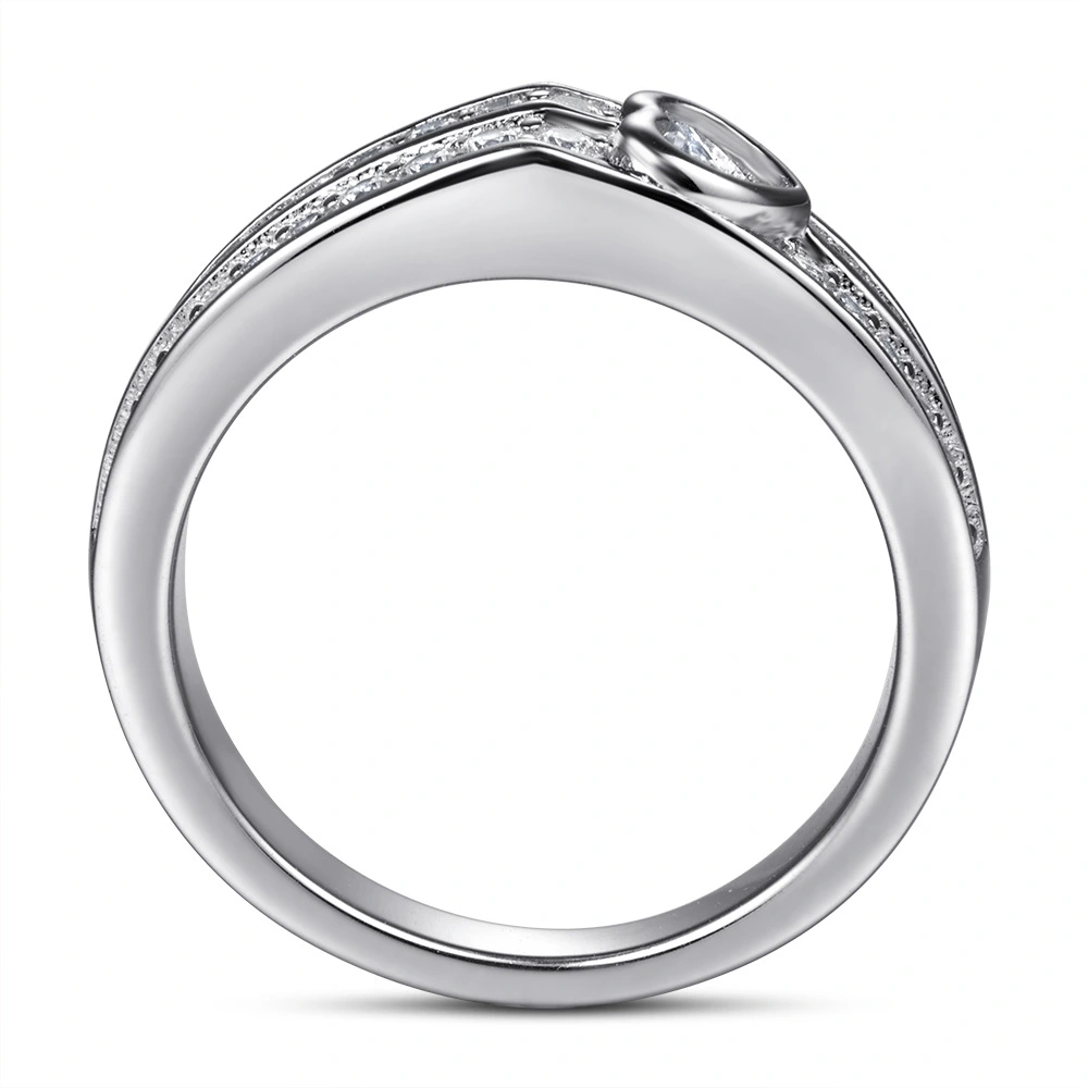 Women's Fashion Wedding Rings Heart-shaped Row Diamond Ring