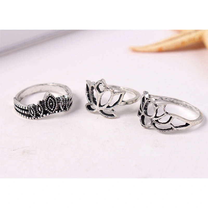 Fashion Retro Ring Set Personality Hollow Carved Crown