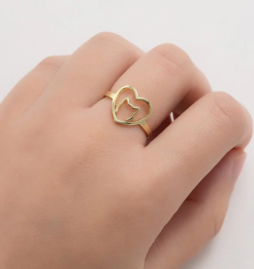 Stainless Steel Hollow Peach Heart Ring