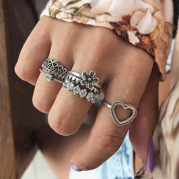 Creative Love Flower Ring Set