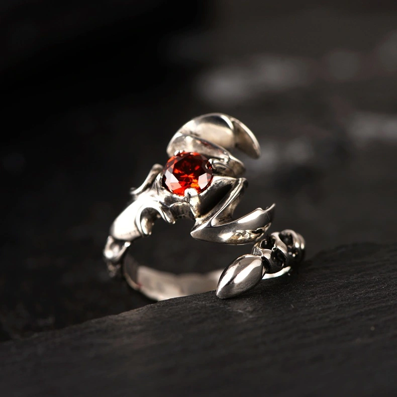 925 Sterling Silver Jewelry Vintage Thai Silver Personality Scorpion King Men's Live Ring