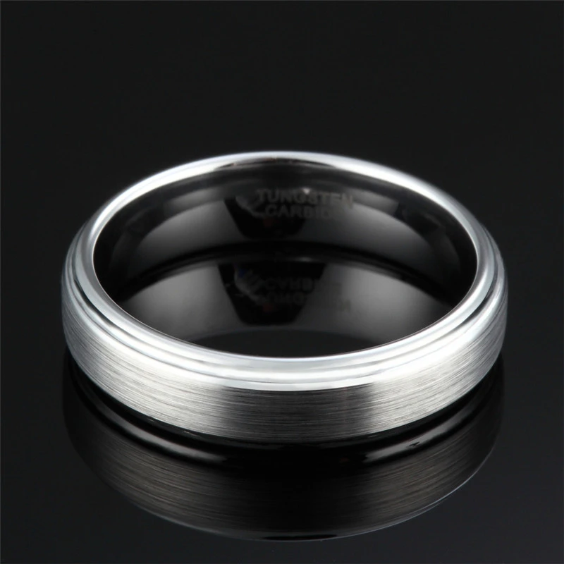 Wide Rasha  Steps Tungsten Steel Ring Jewelry