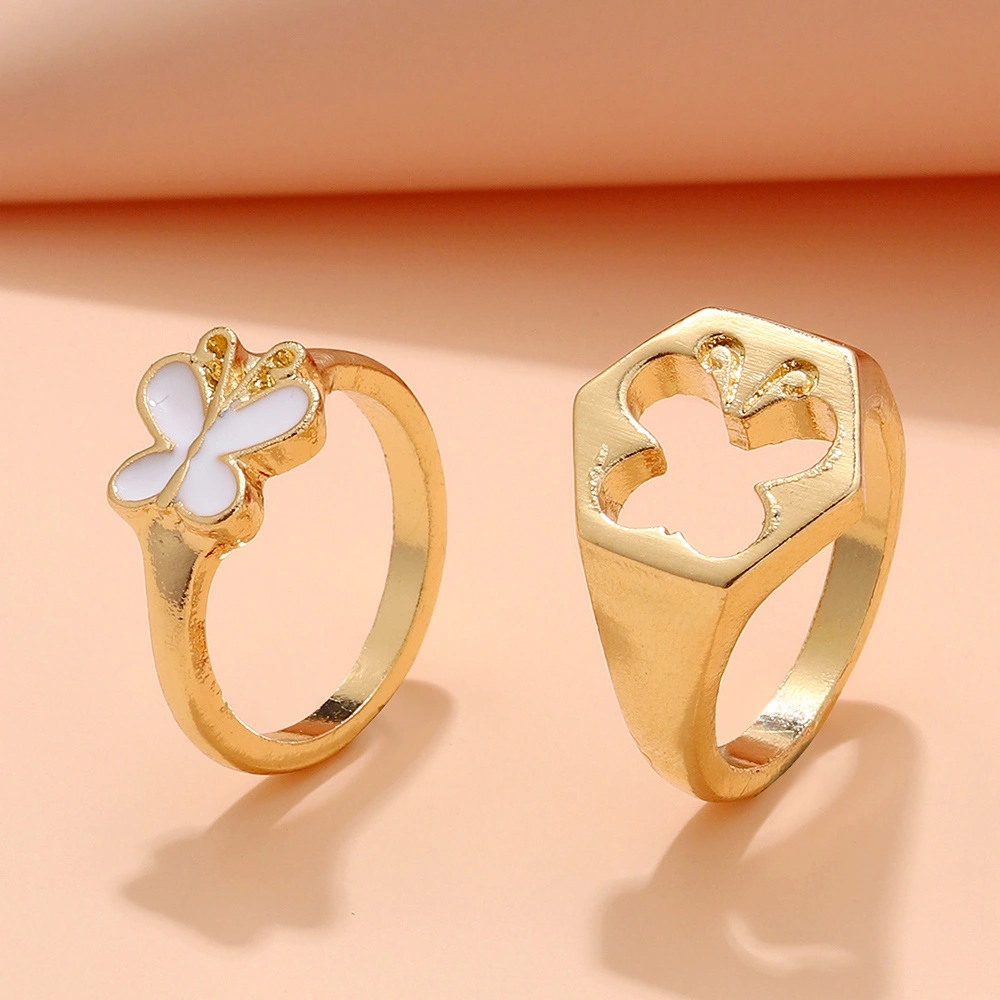 Small Commodity Butterfly Hollow Geometric Personality Couple Ring