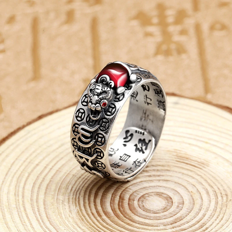 Little Pixiu Heart Sutra Ring Men And Women Lucky