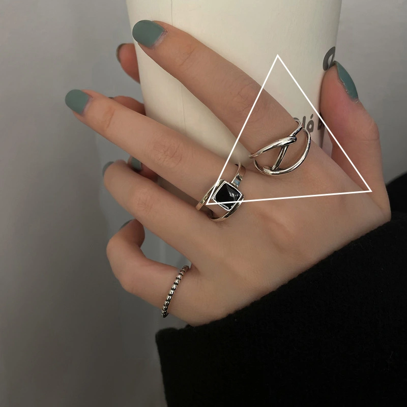 Fashion Thai Silver Plated Geometric Square Ring