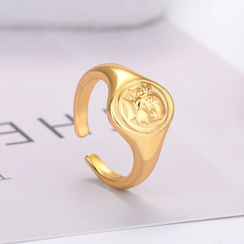 Human Head Portrait Ring Imitation Gold Plated