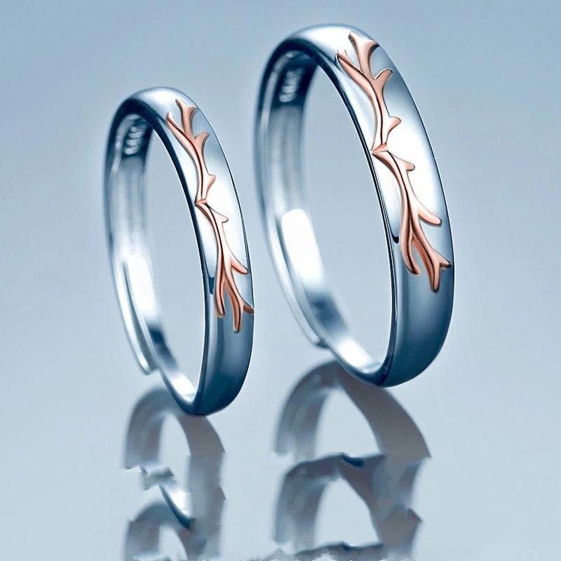 Sterling Silver Couple Ring Female And Male Pair
