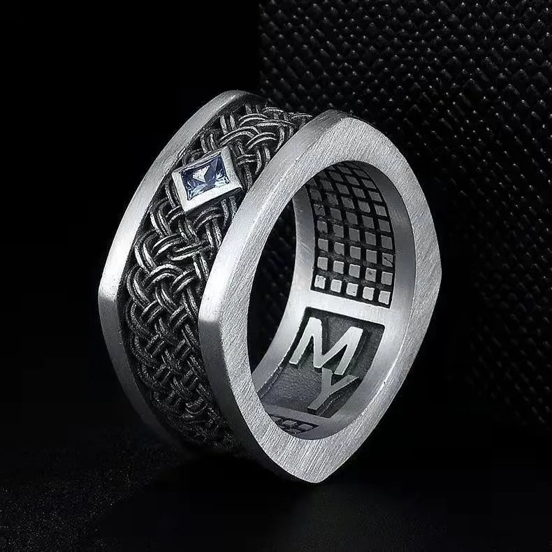 Silver Tide Hip Hop Retro Personality Simple Domineering Single Ring