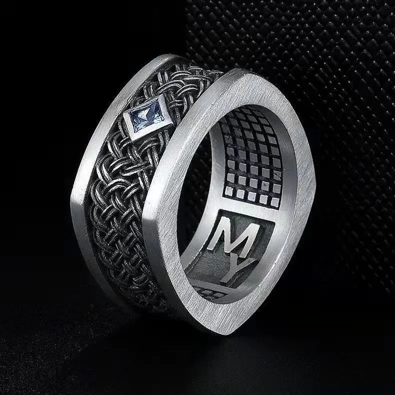 Silver Tide Hip Hop Retro Personality Simple Domineering Single Ring