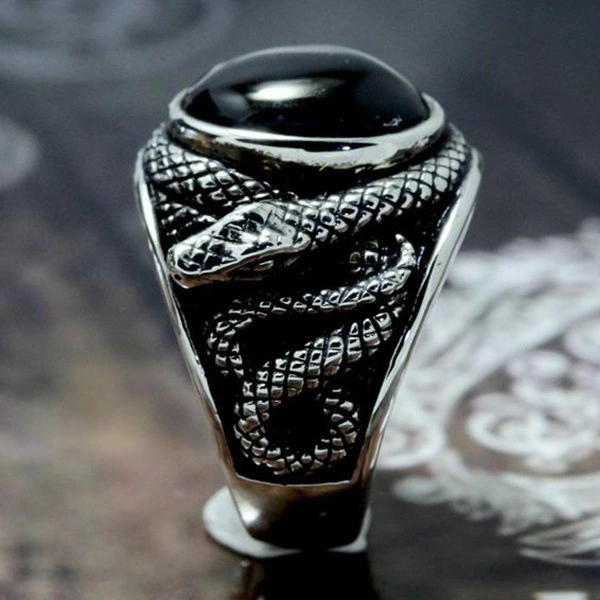Black Diamond Snake Animal Alloy Ring