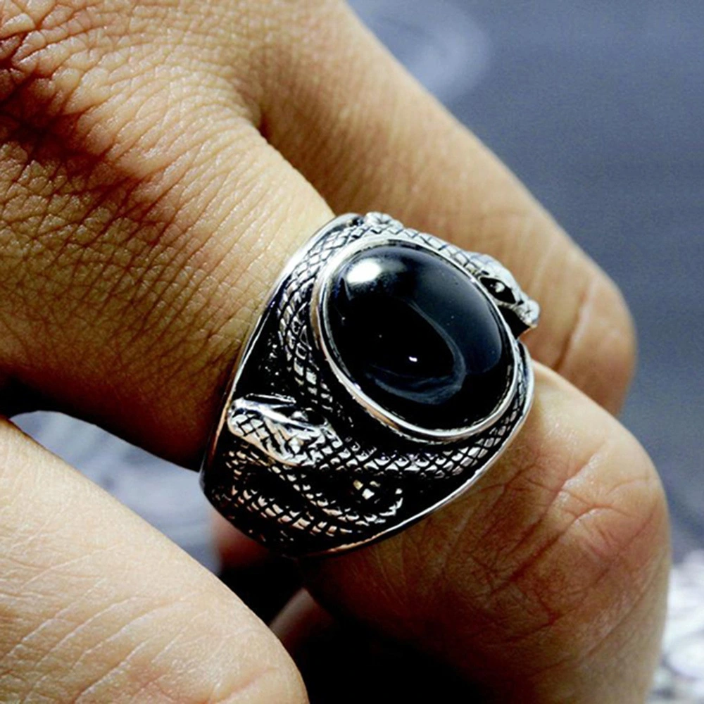 Black Diamond Snake Animal Alloy Ring