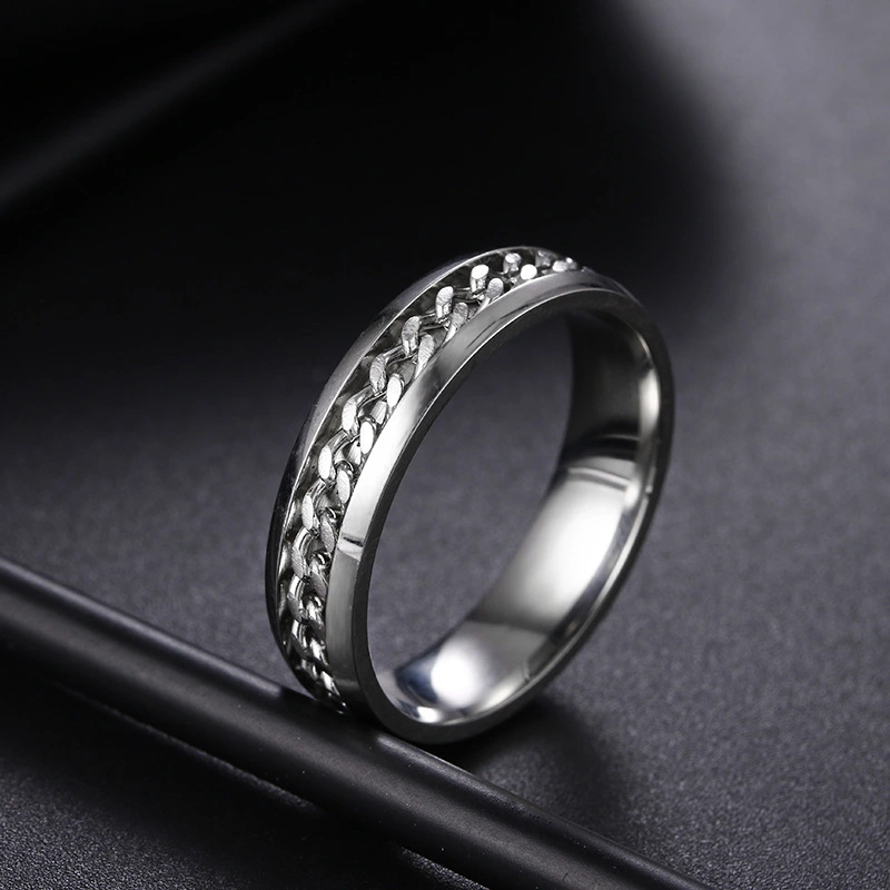 Stainless Steel Rotating Chain Couple Ring