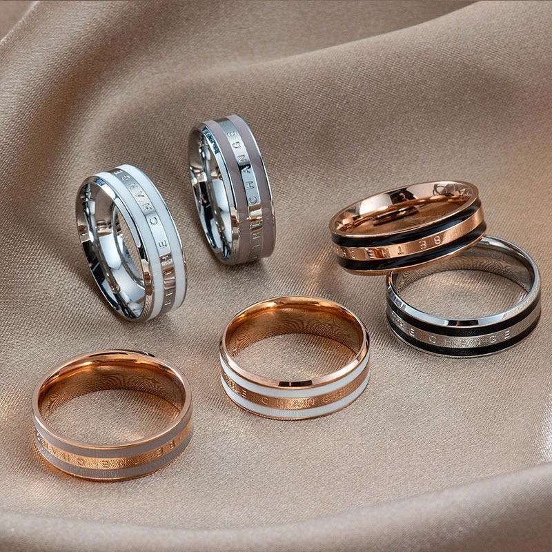 Simple Fashion Wide Epoxy Ceramic Titanium Steel Ring