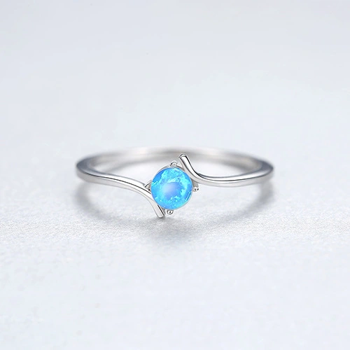 Women's Sterling Silver Ring Korean Version Inlaid Silver Australian Gemstones
