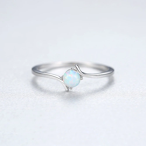 Women's Sterling Silver Ring Korean Version Inlaid Silver Australian Gemstones