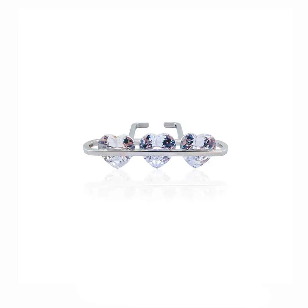 Fashion One-shaped Love Heart Zircon  Ring
