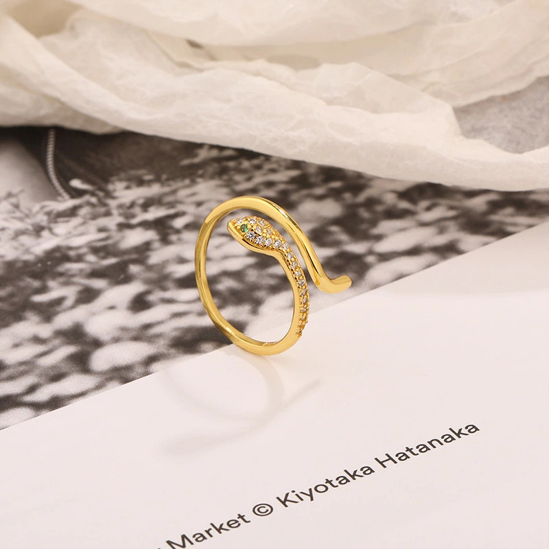 Sterling Silver Golden Serpentine Ring Cold Wind