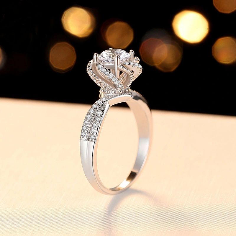 Imitation Moissanite Diamond Ring Pt950 Platinum Plated White Gold