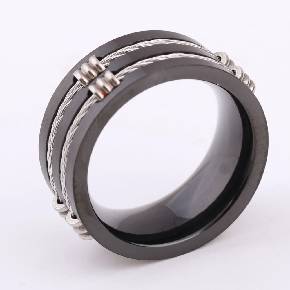 Titanium Steel Cable Rope Black Wia Fashion Men's Ring Tail