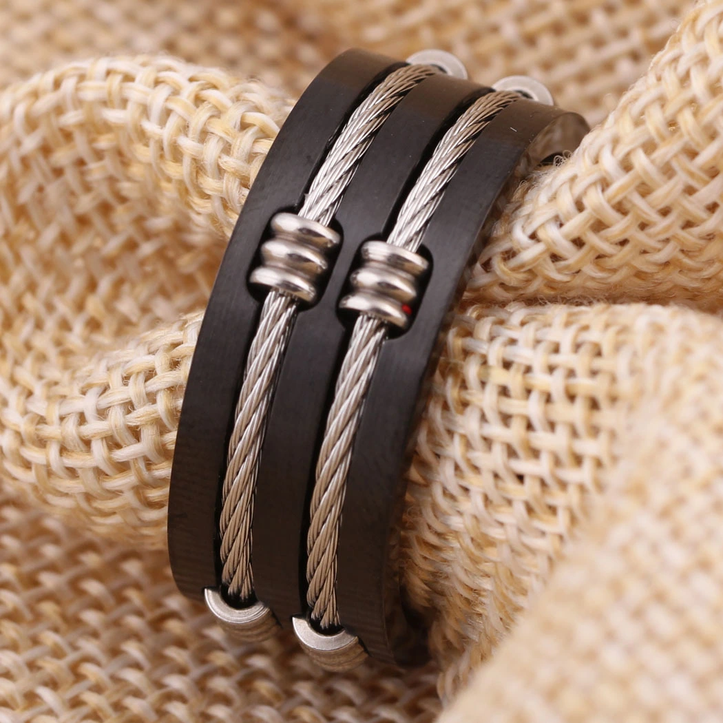 Titanium Steel Cable Rope Black Wia Fashion Men's Ring Tail