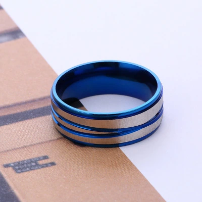 Simple Stainless Steel Fashion Weight Loss Ring Popular Cross Line Horizontal Sand