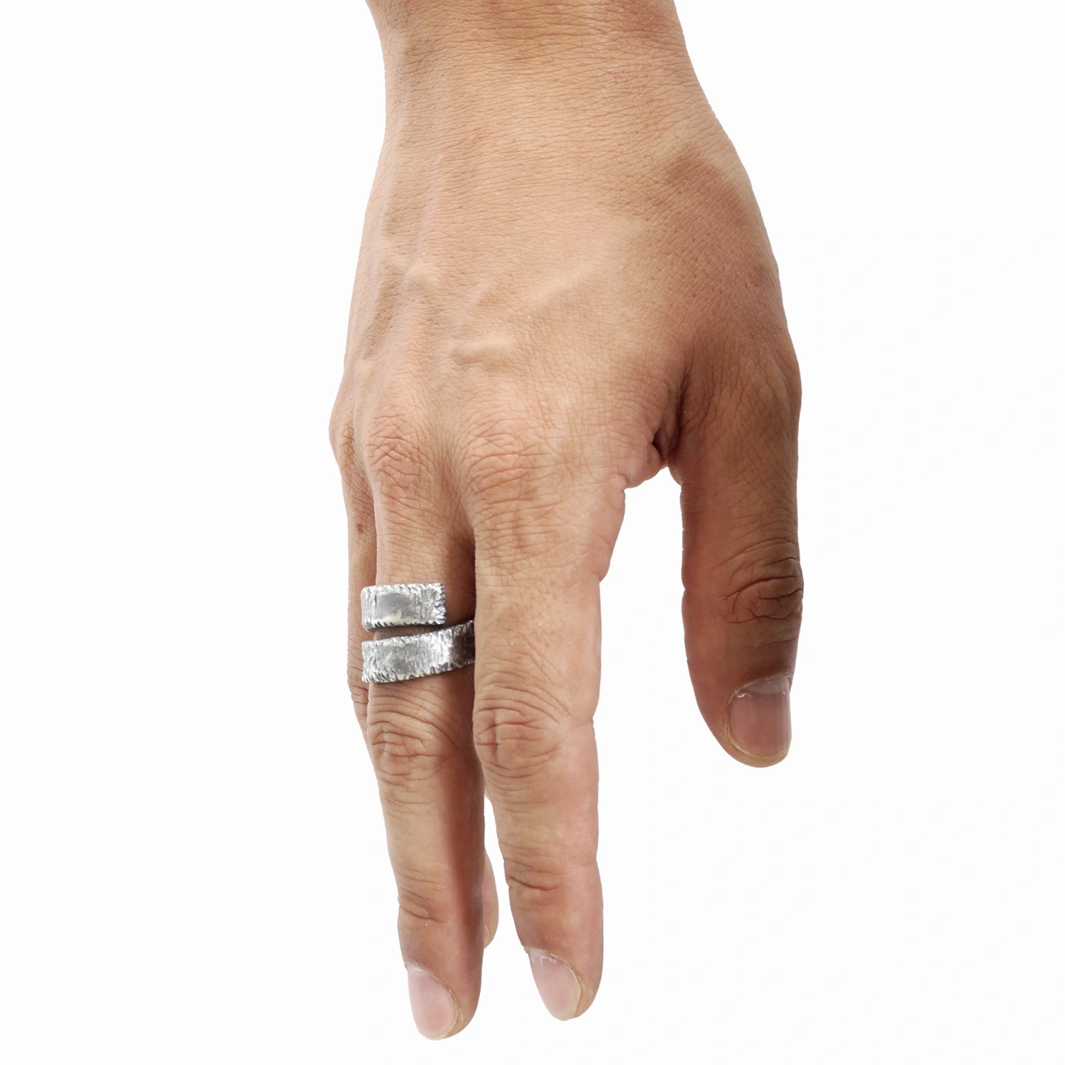 Dark Silver Distressed Black Swirl Neutral Design Ring