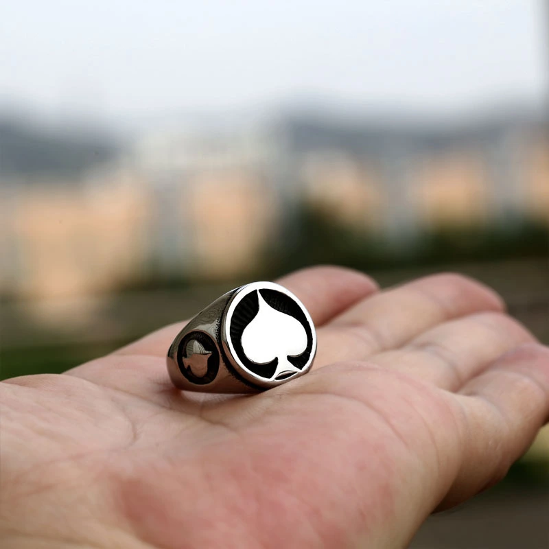 Stainless Steel Spades Simple Ring