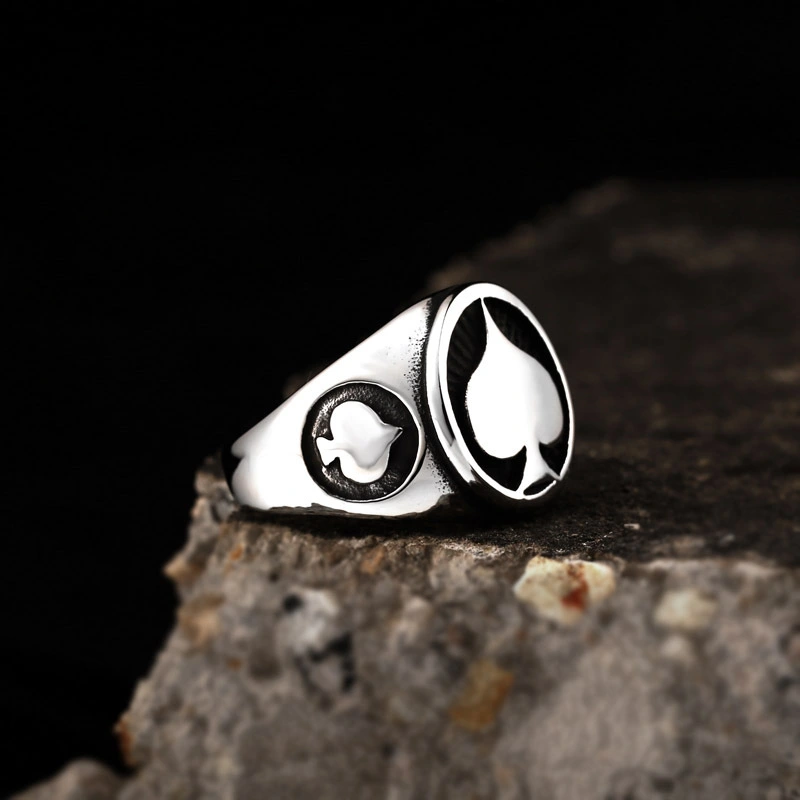 Stainless Steel Spades Simple Ring