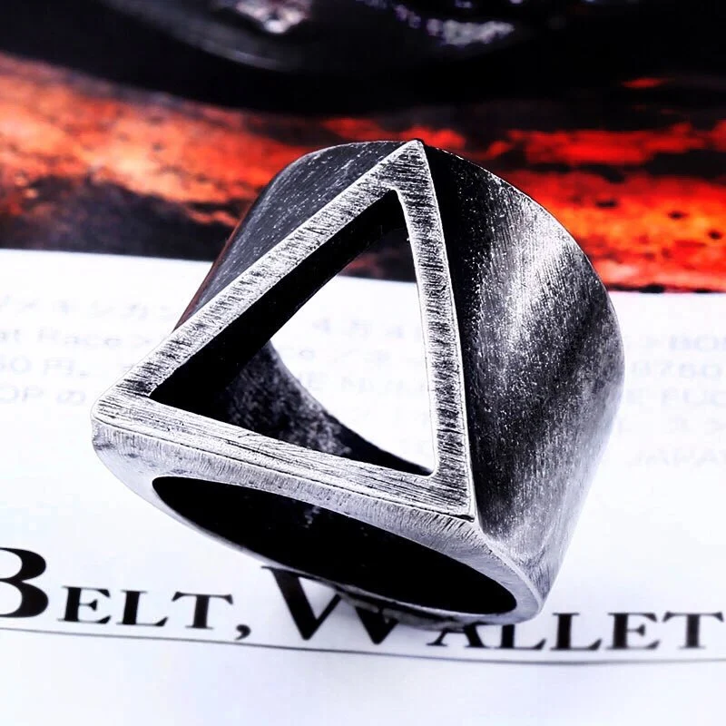 Simple Personality Triangle Hollow Ring Men's